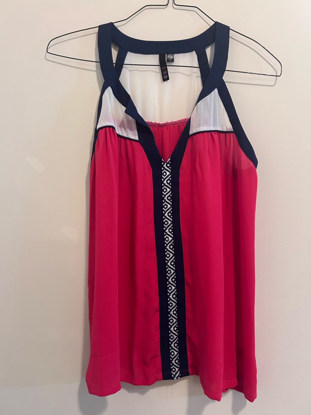 Sleeveless Red Contrast Trim Women's Tank Top